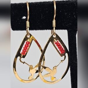 Wild Bryde Gold Plated Hummingbird Dangle Earrings